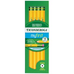 Ticonderoga My First Oversized Pencils with Latex-Free Eraser, Unsharpened, No 2 Thick Tips, Pack of 12 017673
