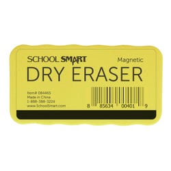 School Smart Magnetic Whiteboard Eraser, 2 x 4 Inches, Yellow Handle and Black Foam 084465