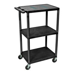 Luxor AV Cart, Three Shelf, Molded Plastic, 24 x 18 x 42 Inches 1133812