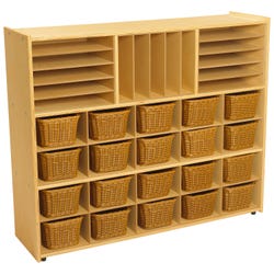 Childcraft ABC Furnishings Storage Unit, 3 Shelves, Cubbies With Inserts, 20 Baskets, 48 x 13 x 40 Inches, Item Number 1537051