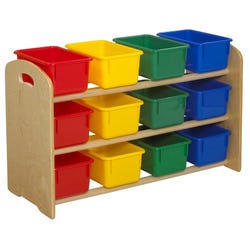 Childcraft ABC Furnishings Dowel Rack With 12 Assorted Color Trays, 35-3/4 x 14-1/2 x 21-3/4 Inches, Item Number 1537052