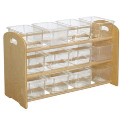 Childcraft ABC Furnishings Dowel Rack With 12 Clear Trays, 35-3/4 x 14-1/2 x 21-3/4 Inches, Item Number 1537053
