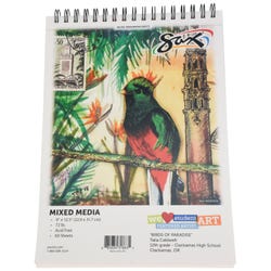 Image for Sax Mixed-Media Paper Pad, 9 x 12 Inches, 72 lb, White, 60 Sheets from School Specialty