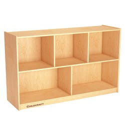 Childcraft Mobile 5-Compartment Storage Unit for Classrooms, Wooden, 47-3/4 x 14-1/4 x 30 Inches 202815