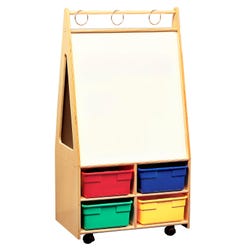 Childcraft Mobile Magnetic Dry-Erase Double-Sided Easel, 4 Assorted Color Trays, 24-3/4 x 16 x 46 Inches 299384