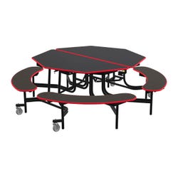 Classroom Select Mobile Table with Benches, Octagon, 60 Inches, LockEdge 4001242