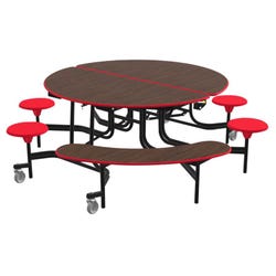 Classroom Select Mobile Table with Stools and Benches, Round, 60 Inches 4001987