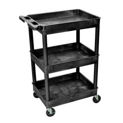 Luxor Multipurpose Utility Tub Cart with 3 Tubs, 24 x 18 x 39-1/4 Inches, HDPE, Black 613275